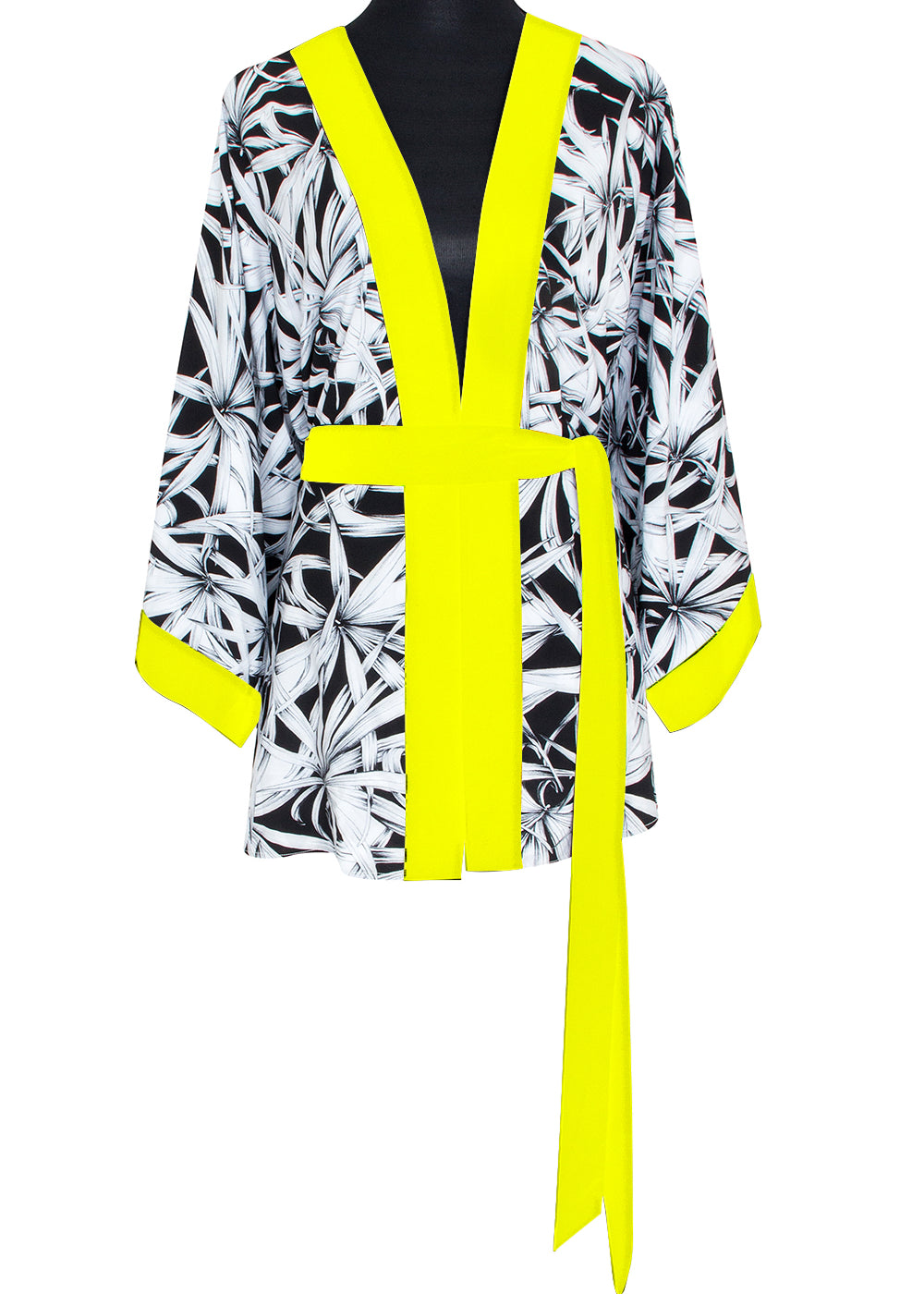 Tropics - Night Garden Kimono (Neon Yellow) - Short