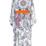 Tulum - Pastel Dreamcatchers Kimono (Neon Orange) - Long