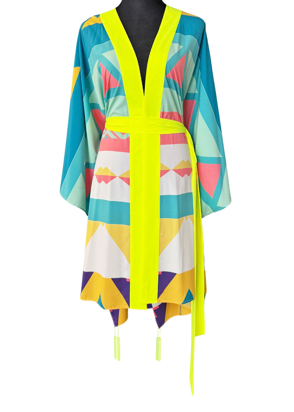 Tribal - Yellow Peaks Kimono (Neon Yellow) - Midi