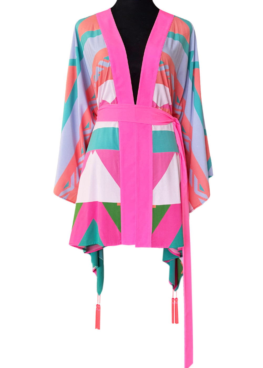 Tribal – Pink Peaks Kimono (Neon Pink) - Short