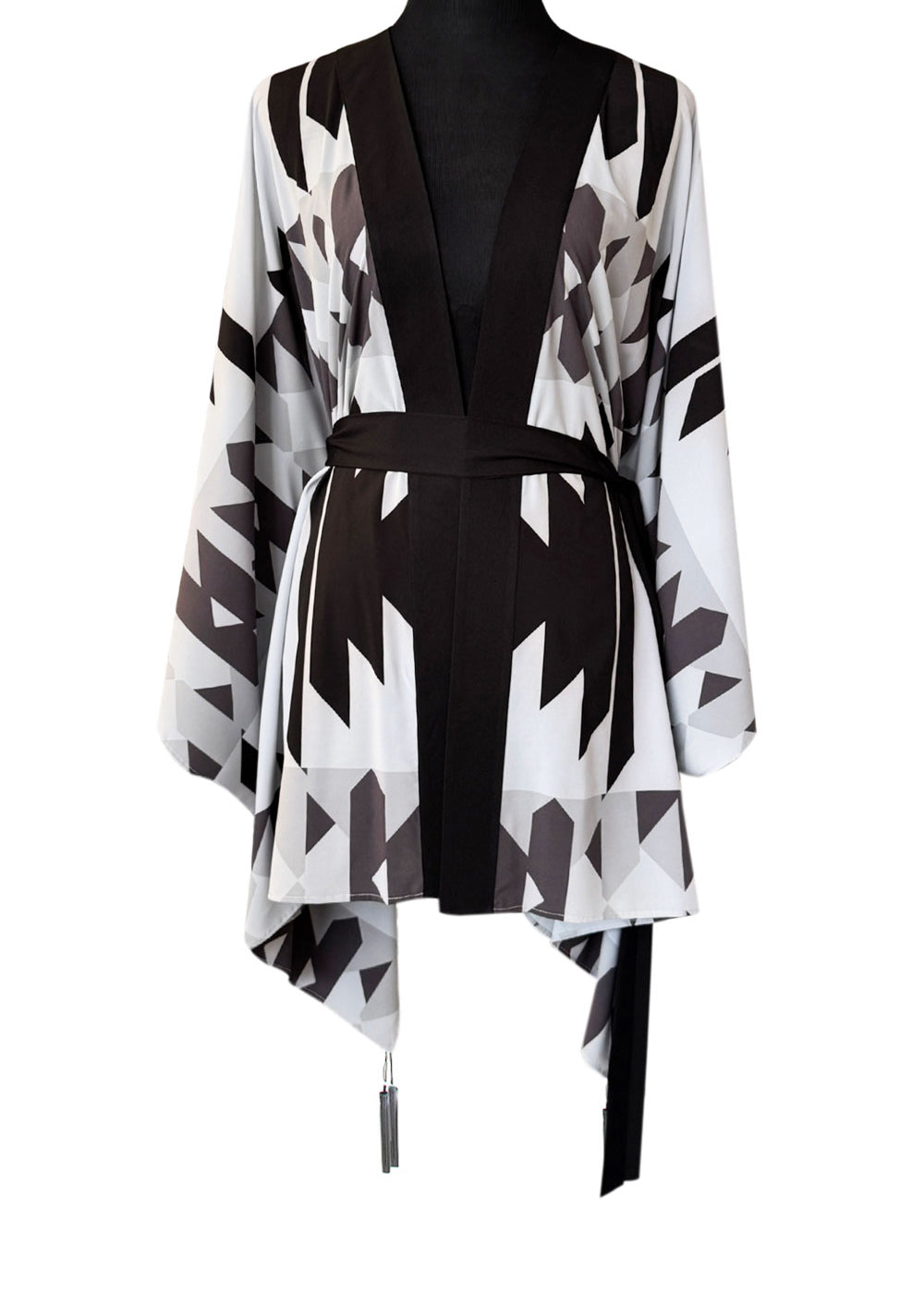 Tribal - Black Aztec Kimono (Black) - Short