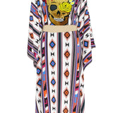 Boho - Blue Navajo Kimono Skull (Beige)