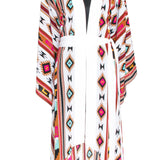 Boho - Maroon Navajo Kimono Skull (Off-White)
