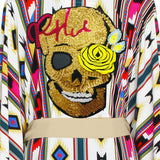 Boho - Pink Navajo Kimono Skull (Beige)