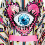 Boho - Pink Navajo Kimono Evil Eye (Neon Pink)