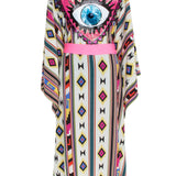 Boho - Pink Navajo Kimono Evil Eye (Neon Pink)