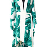 Jungle - Green Palm Kimono (Off-White) - Long