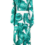 Jungle - Green Palm Kimono (Off-White) - Long