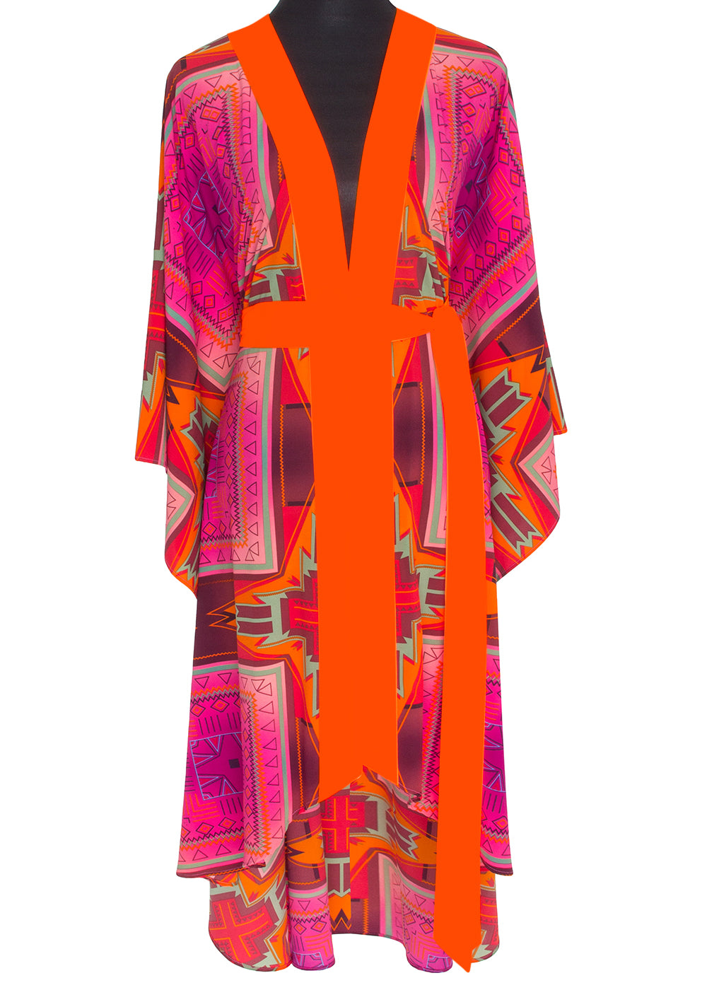 Tribal - Pink Kimono Skull (Neon Orange)