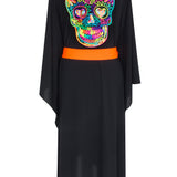Monochrome - Black Kimono Skull (Neon Orange)