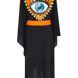 Monochrome - Black Kimono Evil Eye (Neon Orange)