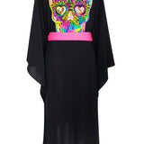 Monochrome - Black Kimono Skull (Neon Pink)