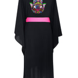 Monochrome - Black Kimono Hamsa (Neon Pink)