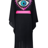 Monochrome - Black Kimono Evil Eye (Neon Pink)
