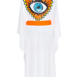 Monochrome - White Kimono Evil Eye (Neon Orange)
