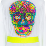 Monochrome - White Kimono Skull (Neon Yellow)