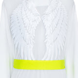 Monochrome - White Kimono Wings (Neon Yellow)