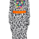 Tulum – Feathers Kimono Skull (Neon Orange)