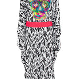 Tulum – Feathers Kimono Skull (Neon Coral)