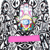 Tulum – Tribal Kimono Hamsa (Neon Pink)