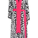 Tulum – Tribal Kimono Hamsa (Neon Coral)