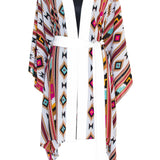 Boho - Maroon Navajo Kimono Skull (Off-White)