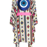 Boho - Pink Navajo Kimono Evil Eye (Neon Pink)