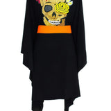Monochrome - Black Kimono Skull (Neon Orange)