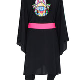 Monochrome - Black Kimono Hamsa (Neon Pink)
