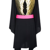 Monochrome - Black Kimono Wings (Neon Pink)