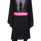 Monochrome - Black Kimono Wings (Neon Pink)