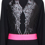 Monochrome - Black Kimono Wings (Neon Pink)