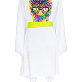 Monochrome - White Kimono Skull (Neon Yellow)
