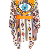 Boho - Orange Navajo Kimono Evil Eye (Neon Orange)