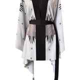 Tribal - Grey Aztec Kimono (Black) - Short
