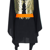 Monochrome - Black Kimono Wings (Neon Orange)