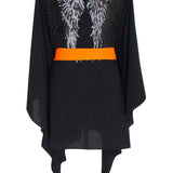 Monochrome - Black Kimono Wings (Neon Orange)