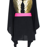 Monochrome - Black Kimono Wings (Neon Pink)