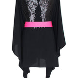 Monochrome - Black Kimono Wings (Neon Pink)
