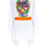 Monochrome - White Kimono Skull (Neon Orange)