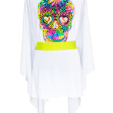 Monochrome - White Kimono Skull (Neon Yellow)