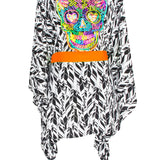 Tulum – Feathers Kimono Skull (Neon Orange)