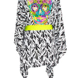 Tulum – Feathers Kimono Skull (Neon Yellow)