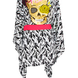Tulum – Feathers Kimono Skull (Neon Coral)