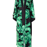 Jungle - Black Palm Maxi Split Kaftan (Black)