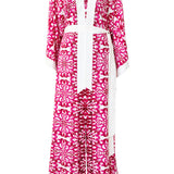 Siciliana - Fuchsia Flow Maxi Split Kaftan (Off-White)