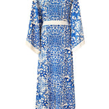 Siciliana - Blu Sicilia Maxi Split Kaftan (Off-White)