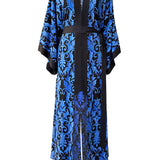 Siciliana - Barocco Azzurro Maxi Split Kaftan (Black)