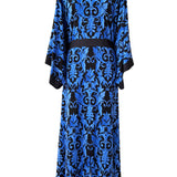 Siciliana - Barocco Azzurro Maxi Split Kaftan (Black)