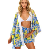 Siciliana - Amalfi Bloom Kimono (Off-White)